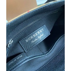 1:1 Replica Burberry Banner Vintage Check Small Tote Bag Black Knockoff