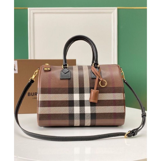 AAA Replica Burberry Medium Check Bowling Bag Brown 1:1 Replica Burberry Medium Check Bowling Bag Brown Knockoff