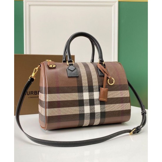 AAA Replica Burberry Medium Check Bowling Bag Brown 1:1 Replica Burberry Medium Check Bowling Bag Brown Knockoff