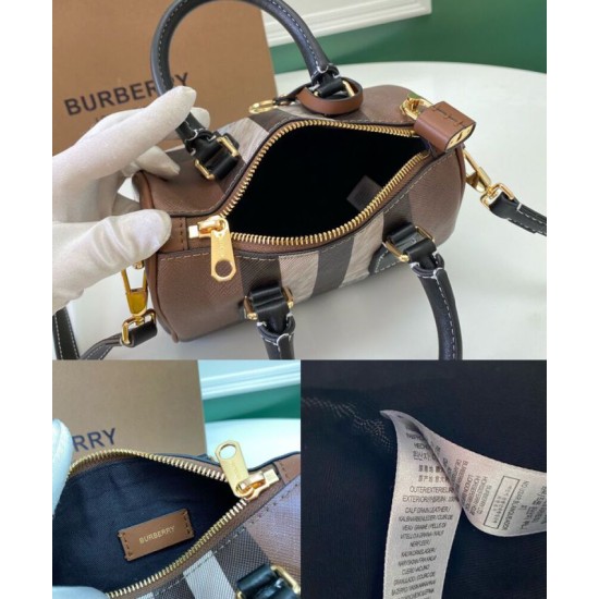 AAA Replica Burberry Mini Checked Bowling Bag Black 1:1 Replica Burberry Mini Checked Bowling Bag Black Knockoff