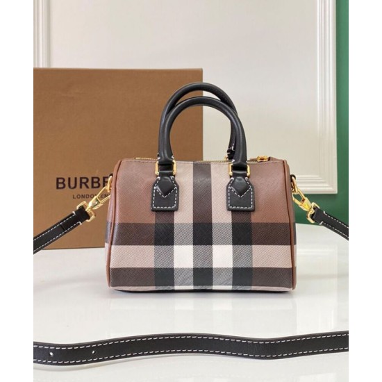 AAA Replica Burberry Mini Checked Bowling Bag Black 1:1 Replica Burberry Mini Checked Bowling Bag Black Knockoff