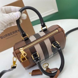 AAA Replica Burberry Mini Checked Bowling Bag Black 1:1 Replica Burberry Mini Checked Bowling Bag Black Knockoff