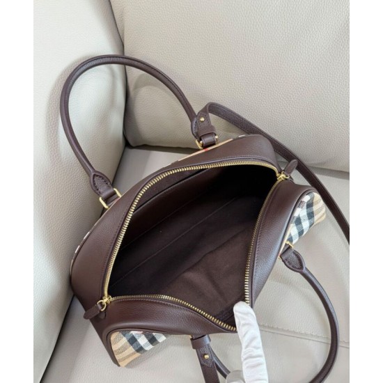 AAA Replica Burberry Canvas Highlands Bowling Handbag Dark Coffee 1:1 Replica Burberry Canvas Highlands Bowling Handbag Dark Coffee Knockoff