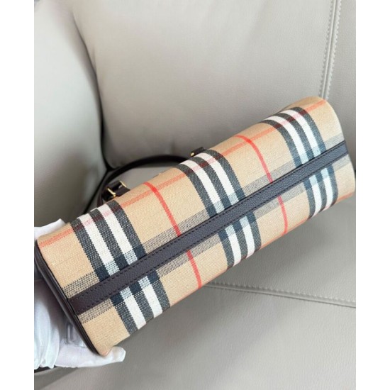 AAA Replica Burberry Canvas Highlands Bowling Handbag Dark Coffee 1:1 Replica Burberry Canvas Highlands Bowling Handbag Dark Coffee Knockoff