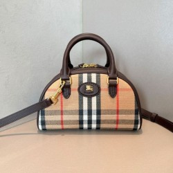 1:1 Replica Burberry Highlands Mini Tote Bag Burberry Check Dark Coffee Knockoff