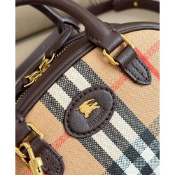 1:1 Replica Burberry Highlands Mini Tote Bag Burberry Check Dark Coffee Knockoff