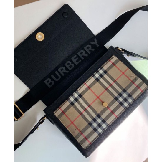 AAA Replica Burberry Vintage Check Note Shoulder Bag Black 1:1 Replica Burberry Vintage Check Note Shoulder Bag Black Knockoff
