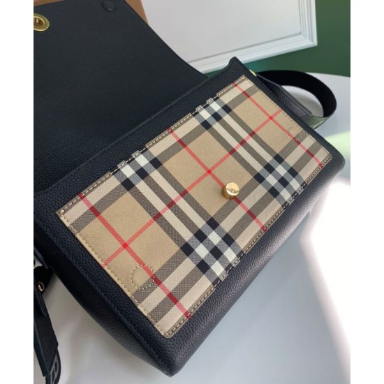 AAA Replica Burberry Vintage Check Note Shoulder Bag Black 1:1 Replica Burberry Vintage Check Note Shoulder Bag Black Knockoff