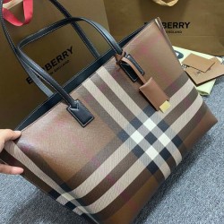1:1 Replica Burberry Checked Tote Bag Dark Coffee Knockoff