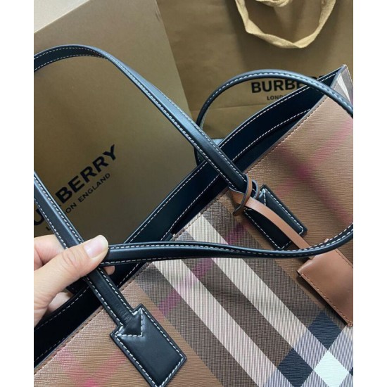 AAA Replica Burberry Checked Tote Bag Dark Coffee 1:1 Replica Burberry Checked Tote Bag Dark Coffee Knockoff