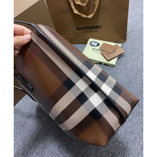 AAA Replica Burberry Checked Tote Bag Dark Coffee 1:1 Replica Burberry Checked Tote Bag Dark Coffee Knockoff