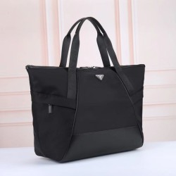 1:1 Replica Prada Re-Nylon Tote Bag with Black Leather Trim Knockoff