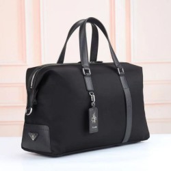 1:1 Replica Prada Re-Nylon Travel Bag Black Saffiano Knockoff