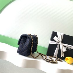 1:1 Replica Chanel Mini Rectangular Classic Flap Bag AS1116 dark blue denim Knockoff