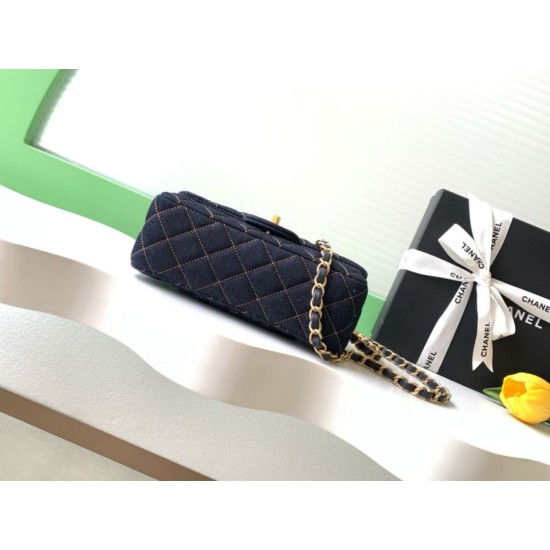 1:1 Replica Chanel Mini Rectangular Classic Flap Bag AS1116 dark blue denim Knockoff