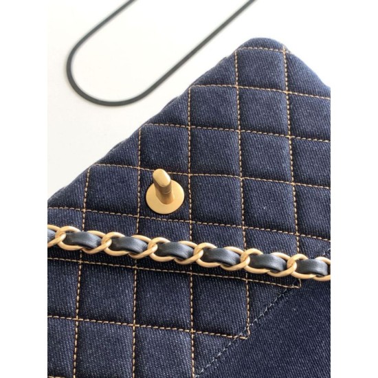 1:1 Replica Chanel Mini Rectangular Classic Flap Bag AS1116 dark blue denim Knockoff