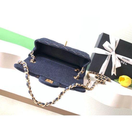 1:1 Replica Chanel Mini Rectangular Classic Flap Bag AS1116 dark blue denim Knockoff