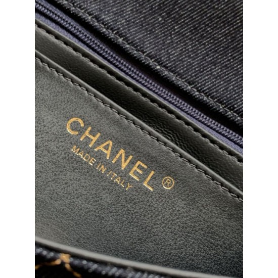 1:1 Replica Chanel Mini Rectangular Classic Flap Bag AS1116 dark blue denim Knockoff