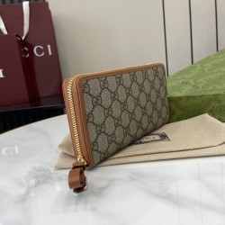 AAA Replica Gucci GG Emblem Zip Around Wallet 821803/819122 Brown 1:1 Replica Gucci GG Emblem Zip Around Wallet 821803/819122 Brown Knockoff