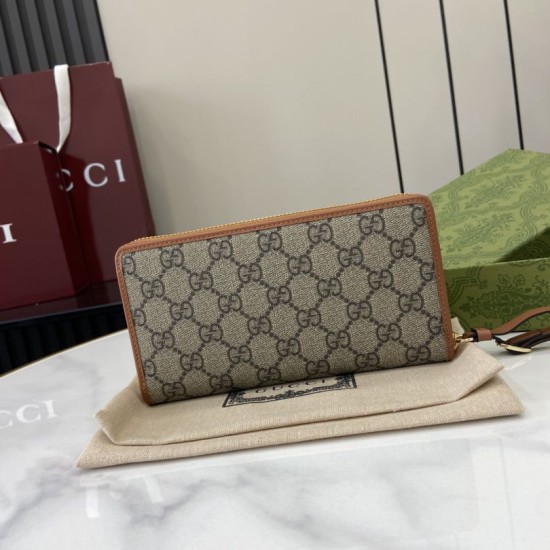 1:1 Replica Gucci GG Emblem Zip Around Wallet 821803/819122 Brown Knockoff