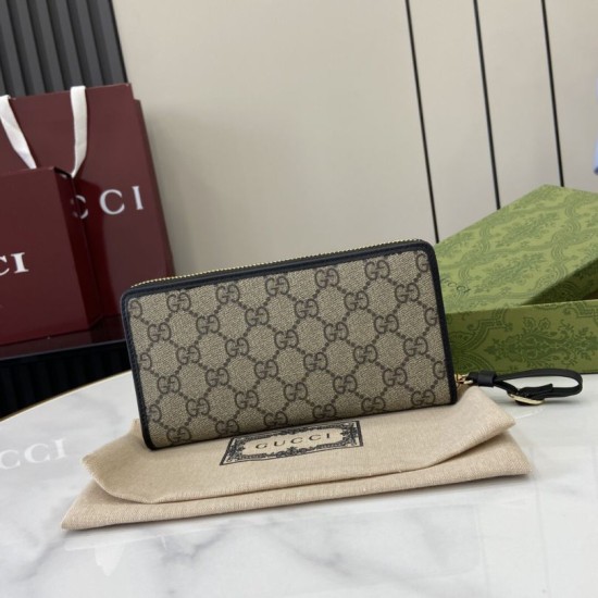 1:1 Replica Gucci GG Emblem Zip Around Wallet 821803/819122 Black Knockoff