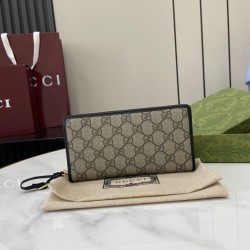 1:1 Replica Gucci GG Emblem Zip Around Wallet 821803/819122 Black Knockoff