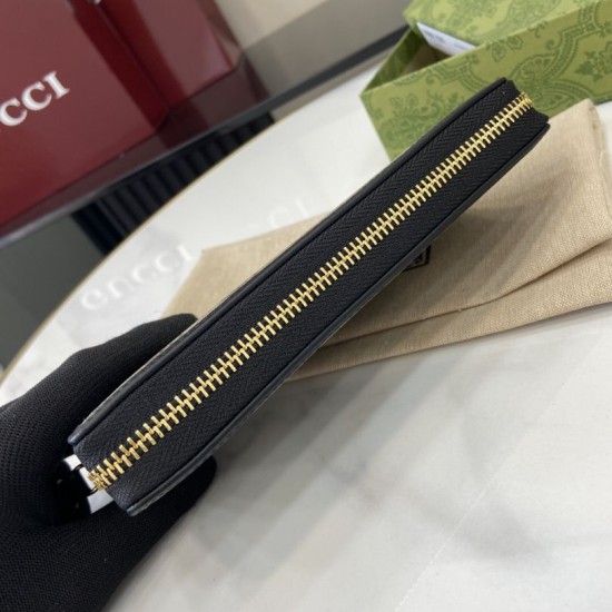 1:1 Replica Gucci GG Emblem Zip Around Wallet 821803/819122 Black Knockoff