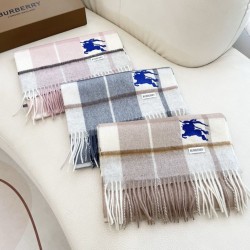 1:1 Replica Burberry Equestrian Knight Check Cashmere Scarf 32 x 180 cm Beige Knockoff