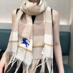 1:1 Replica Burberry Equestrian Knight Check Cashmere Scarf 32 x 180 cm Beige Knockoff