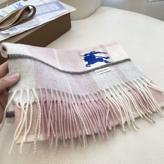 1:1 Replica Burberry Equestrian Knight Check Cashmere Scarf 32 x 180 cm Pink Knockoff
