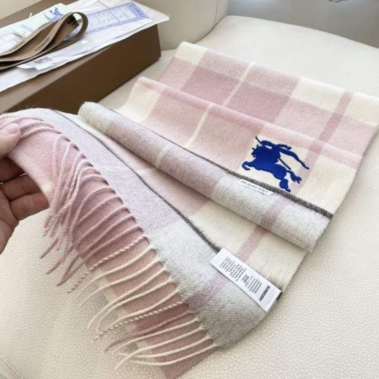 1:1 Replica Burberry Equestrian Knight Check Cashmere Scarf 32 x 180 cm Pink Knockoff