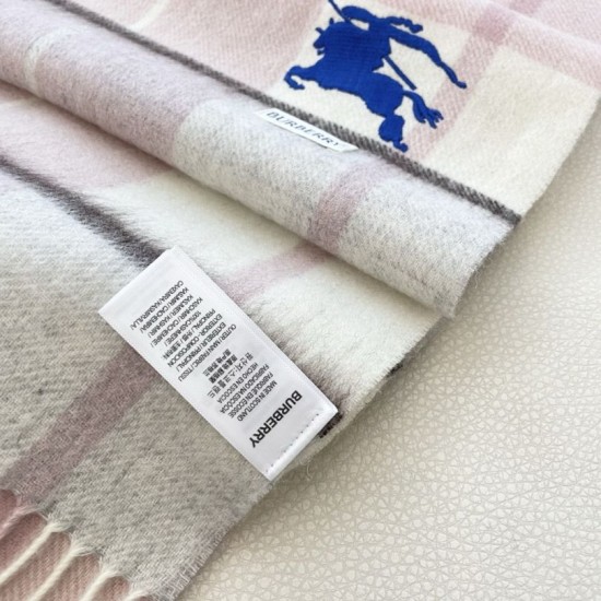 1:1 Replica Burberry Equestrian Knight Check Cashmere Scarf 32 x 180 cm Pink Knockoff