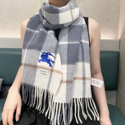 1:1 Replica Burberry Equestrian Knight Check Cashmere Scarf 32 x 180 cm Grey Knockoff