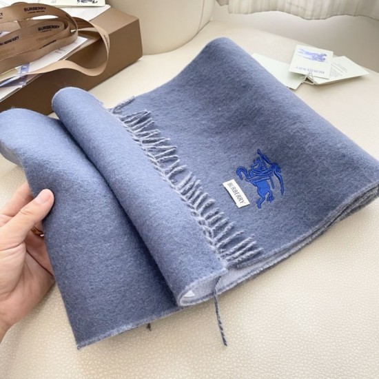 1:1 Replica Burberry Classic Reversible Cashmere Scarf 32 x 180 cm Blue/Grey Knockoff