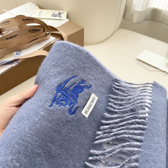 1:1 Replica Burberry Classic Reversible Cashmere Scarf 32 x 180 cm Blue/Grey Knockoff