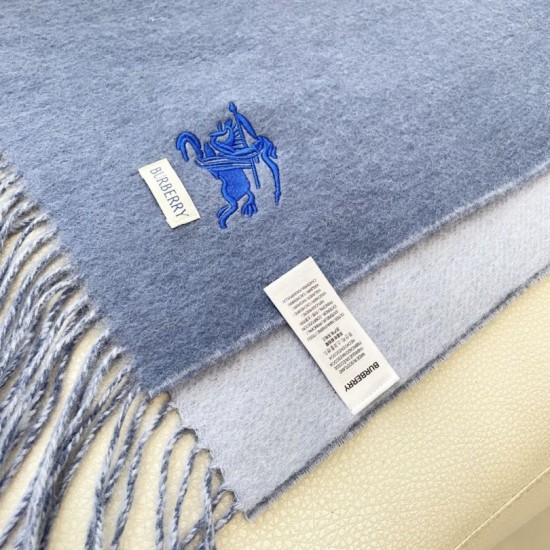 1:1 Replica Burberry Classic Reversible Cashmere Scarf 32 x 180 cm Blue/Grey Knockoff