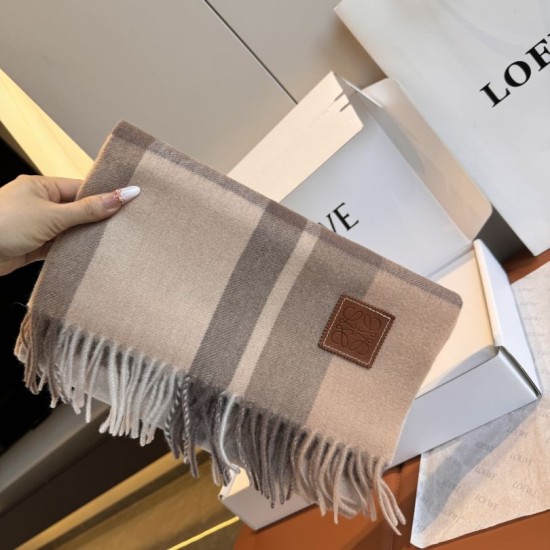 1:1 Replica Loewe reversible cashmere scarf with checkered pattern 30 x 180 cm brown Knockoff
