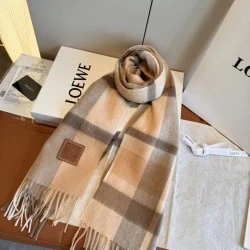 1:1 Replica Loewe reversible cashmere scarf with checkered pattern 30 x 180 cm brown Knockoff