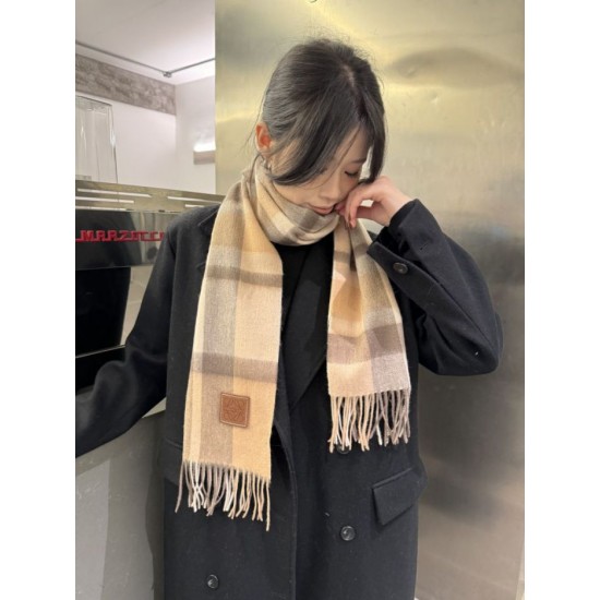 1:1 Replica Loewe reversible cashmere scarf with checkered pattern 30 x 180 cm brown Knockoff