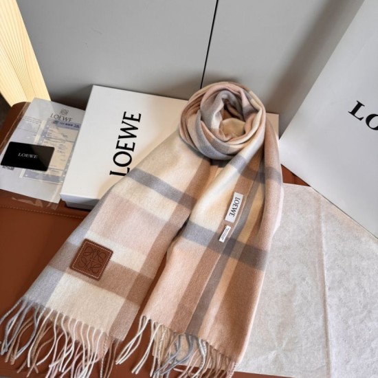 1:1 Replica Loewe reversible cashmere scarf with checkered pattern 30 x 180 cm pink Knockoff