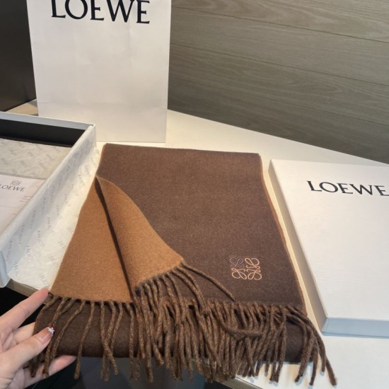 1:1 Replica Loewe reversible cashmere scarf 30 x 180 Brown Knockoff