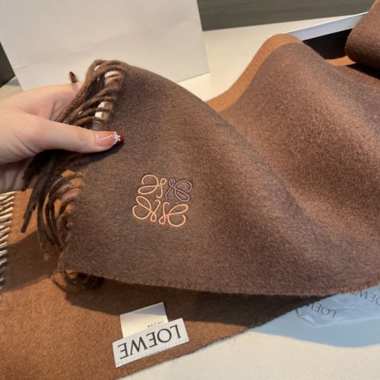 1:1 Replica Loewe reversible cashmere scarf 30 x 180 Brown Knockoff