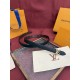 1:1 Replica Louis Vuitton Flowergram 20mm Reversible Belt with Gold LV Buckle Black Knockoff