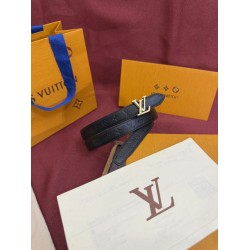 1:1 Replica Louis Vuitton Flowergram 20mm Reversible Belt with Gold LV Buckle Black Knockoff