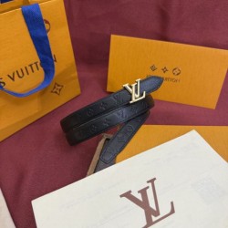 1:1 Replica Louis Vuitton Flowergram 20mm Reversible Belt with Gold LV Buckle Black Knockoff