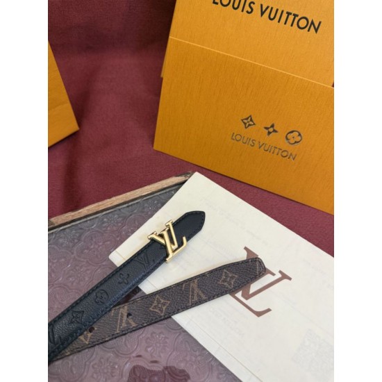 1:1 Replica Louis Vuitton Flowergram 20mm Reversible Belt with Gold LV Buckle Black Knockoff
