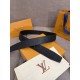 1:1 Replica Louis Vuitton 35mm Reversible Thin Leather Strap Black Knockoff