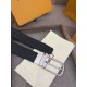 1:1 Replica Louis Vuitton 35mm Reversible Thin Leather Strap Black Silver Knockoff
