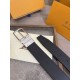 1:1 Replica Louis Vuitton 35mm Reversible Thin Leather Strap Black Silver Knockoff