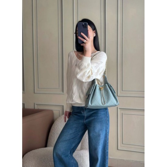1:1 Replica Chanel 25 Small Hobo Handbag AS5293 Light Blue Knockoff
